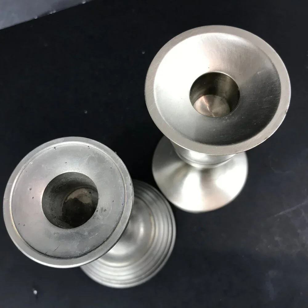 Set of two Pewter Candlesticks, 1 is Restoration Hardware